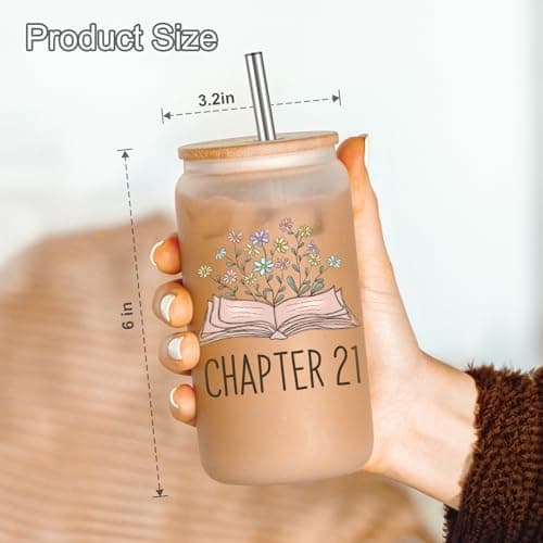 Birthday Gifts for 21 Year Old Female Friend, 2005 Daughter Turning 21, Happy 21st Bday Gifts Idea, 16oz Glass Coffee Tumbler Coolife Chapter 21 Cup, 21st Birthday Gifts for Women Her, 21 year old Girl B0F37WPTCQ