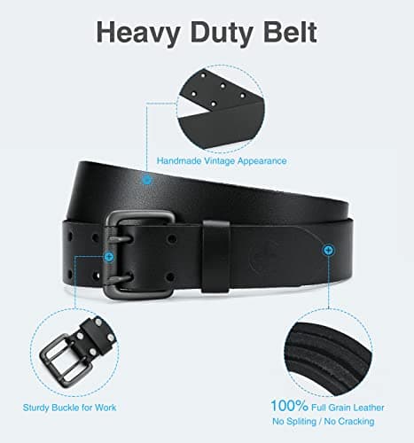 CHAOREN Work Belts for Men Heavy Duty - 1.5" Full Grain Leather Belt Casual - Fully Adjustable, Double Prong