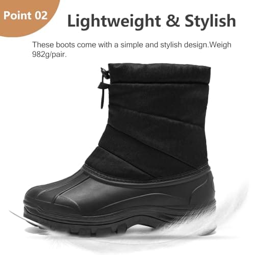 TRAILBLITZ Men's Winter Snow Boots Waterproof Warm Lightweight Non Slip Fur Lined for Outdoor Comfortable Casual Cold Weather