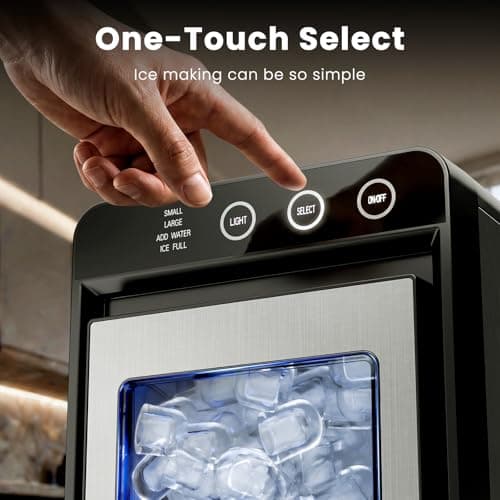 Electactic Countertop Ice Maker, 26Lbs Daily Ice Production, 0.8L Water Tank, Self-Cleaning, Adjustable Ice Size, One-Touch Operation, Interior Light, Portable Ice Maker for Home, Office & Party