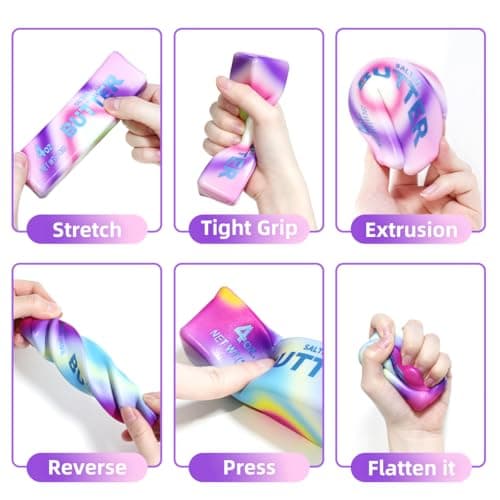 2 Pcs Rainbow Butter Squishy Stick , Super Soft Slow Rising Fidget Squeeze Toy, Colorful Sensory Stress Relief Desk Toy for Home, Office, Travel, Novelty Anxiety Relief Toy for Kids & Adults B0GYRGW65Q