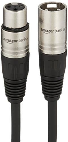 Amazon Basics XLR Male to Female Microphone Cable for Speaker or PA System, Recording Studio, All Copper Conductors, Low Noise Shielding, 6MM PVC Jacket, 6 Foot, Black