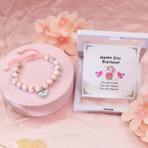 Sereney Birthday Gifts for Girls, Beaded Bracelets as 1 3 4 5 6 7 8 9 10 11 12 13 15 16 Year Old Birthday Gift, Adjustable Stone/Pearl Bracelet as Happy Birthday Gifts for Daughter Granddaughter Niece