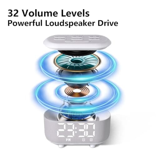 Small Digital Alarm Clock for Bedrooms Sound Machine with 30 Soothing Sound Plug in Bedside Clock with Night Light Noise Machine Battery Backup 15 Wake up Sound Clock for Teen Kid Heavy Sleeper Snooze