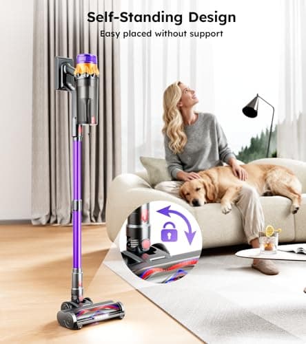 Cordless Vacuum Cleaner, 500W 50KPA 60Mins Vacuum Cleaners for Home, Self-Standing Stick Vacuums with LED Display, Anti-Tangle, Lightweight, Rechargeable Wireless Vacumm for Pet Hair Carpet Floor
