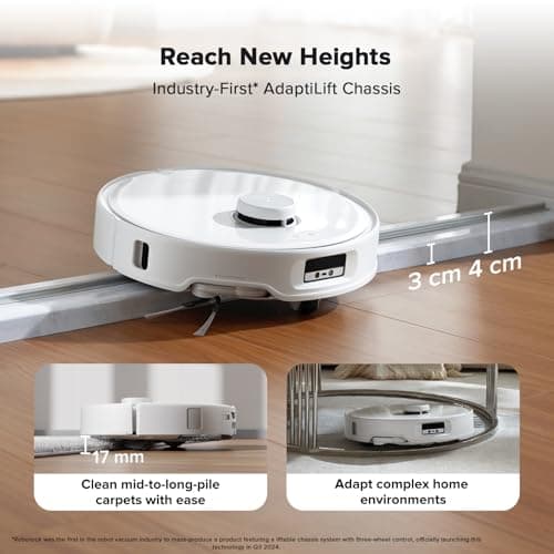 roborock Qrevo Curv Robot Vacuum and Mop, Zero-Tangling, AdaptiLift Chassis, FlexiArm Technology, Al Obstacle Recognition, 17mm Mop Lift, 18,500Pa Suction, Hot Water Mop Washing & Dock Self Cleaning