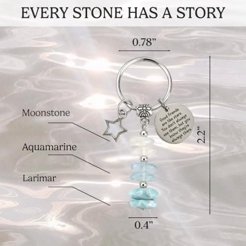 Made With 3 Types Of Genuine Stone Beads And Stainless Steel Ring, Lightweight 2.43 Inch Keychain, Includes Sentimental Card 2.43 Inch Crystal Keychain Gifts For Women, Friend, Coworker, Daughter, Mom B0H5WQWGNL