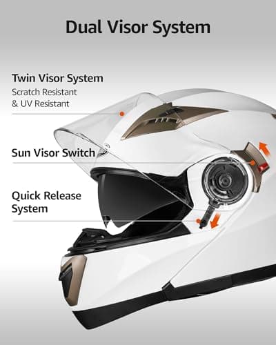 Motorcycle Modular Full Face Helmet DOT Approved - YEMA Helmet YM-925 Motorbike Casco Moto Moped Street Bike Racing Helmet with Sun Visor for Adult Youth Men and Women
