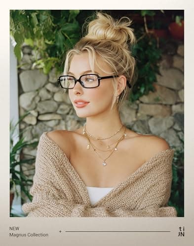 TIJN Magnus Blue Light Blocking Glasses for Women Men,Square Cat Eye Frame Bluelight Glasses for Gaming/Computer/Screen