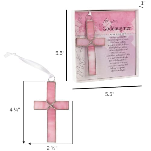 Handmade Glass Cross with Loving Sentiments Perfect Christian Gift for Goddaughter On Birth Baptism Confirmation Christening Birthday from Godparents B01C4JGY2M