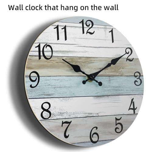 CHYLIN Wall Clock, Silent Non Ticking Battery Operated, Rustic Coastal Country Clock Decorative for Bathroom Kitchen Bedroom 8