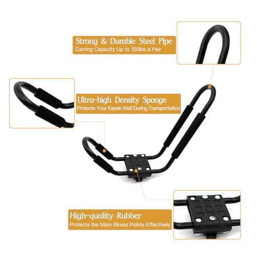 Taelakeni 2 Pairs Kayak Carrier Racks, Universal Cars Kayak Roof Rack (4 Racks)
