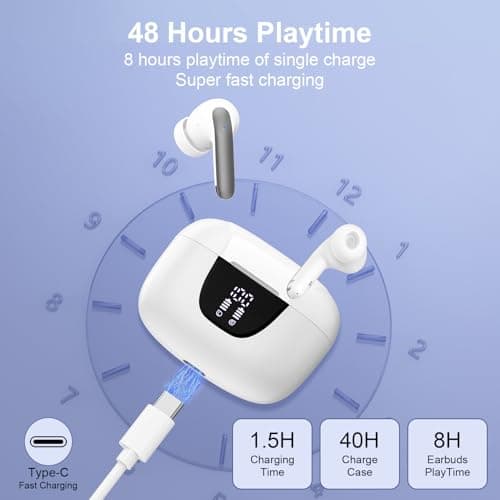 Wireless Earbuds Bluetooth Ear Buds Headphones for iPhone 17 Pro Max 17 Pro 17 Air 16 15 Pro Max 16e 16 15 Plus, iPhone Bluetooth Earbuds 48 Hours Playtime, IP7 Waterproof in-Ear Earphones