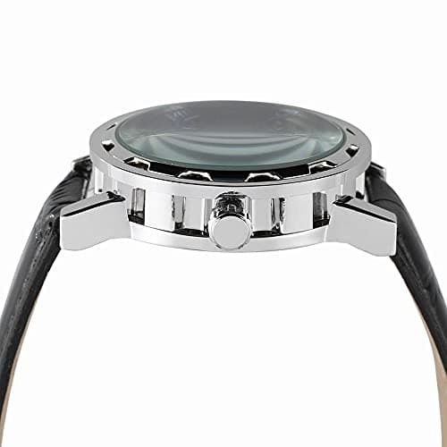 Weicam Men's Fashion Mechanical Wristwatch Transparent Dial with Skeleton Design Leather Band Automatic Manual-Winding Watch