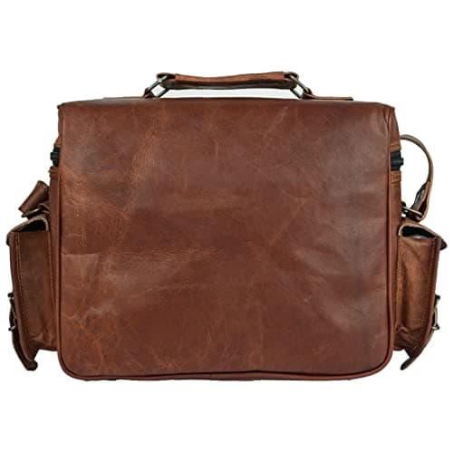 Leather Messenger Bag for Camera - Vintage Shoulder Satchel Camera Bag for DSLR, Canon, Nikon, Fuji Cameras - Travel, Portable Photography Bag