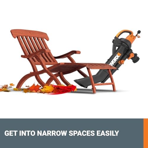 WORX Trivac 3-in-1 Electric Leaf Blower for Lawn Care, Leaf Mulcher/Leaf Vacuum with Bag, 350 CFM & 210 MPH, Leaf Shredder with Metal Impeller, Reusable Bag Included, Corded, WG505.2