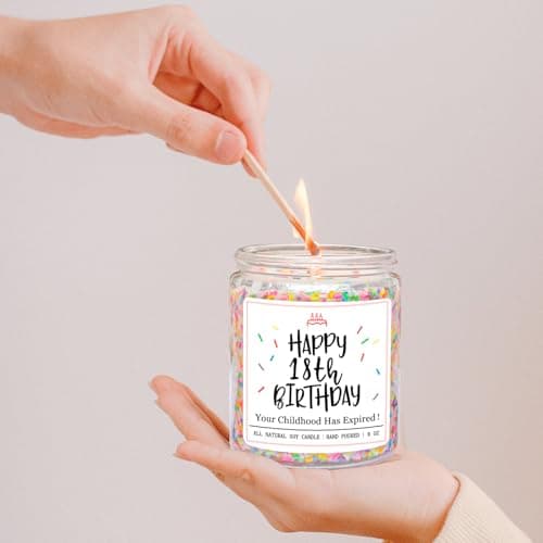 Homsolver 18th Birthday Gifts for Girls Boys, Vanilla Scent Ideas 18th Birthday Candles for Sister, Daughter, Best Friends, Handmade Aromatherapy with 50+ Hour Burn Time, Funny Birthday Decorations B0F2HZQ2B2
