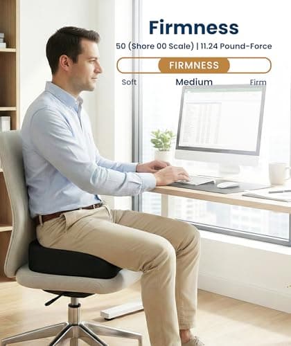 Everlasting Comfort Doctor Recommended Memory Foam Seat Cushion for Office Chairs & Car - Ergonomic Office Desk Accessories - Cushions for Tailbone Pain Relief, Sciatica (Black, X-Large)