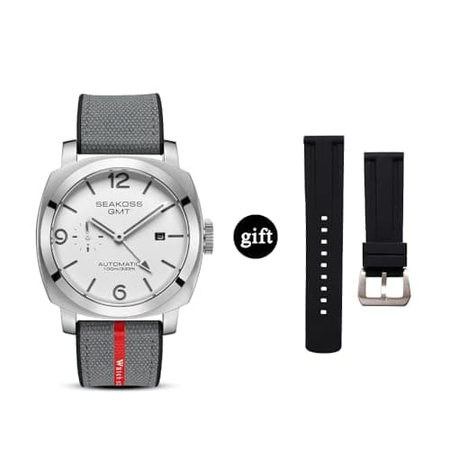 SEAKOSS GMT Watches for Men Automatic 45MM Date 10ATM Waterproof Seagull ST2557 Movement Luminous Stainless Steel Sapphire Glass Mechanical Wristwatches S8441