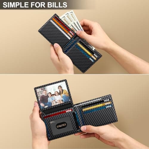 14 Cards Bifold Minimalist Thin Wallet with 2 ID Windows & Cash Slot Front Pockt Carteras Para Hombres Birthday Gifts for Men ZALVEX Wallet for Men Slim RFID Blocking Leather Credit Card Holder Wallet B0FPQ5H6BT
