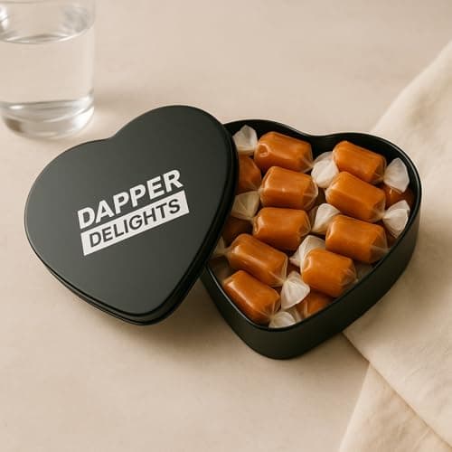 Kiri & Sons Soft Chewy Caramel Whiskey Candy, Premium Gourmet Tin Gift for Father's Day, Black Tin – Salted Caramel