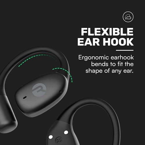 Raycon Essential Open Ear Earbuds – Open Ear Headphones, Earbuds Wireless Bluetooth, Sweat & Water-Resistant Earphones, Ultra-Lightweight Design, 36 Hours Battery Life (Black)