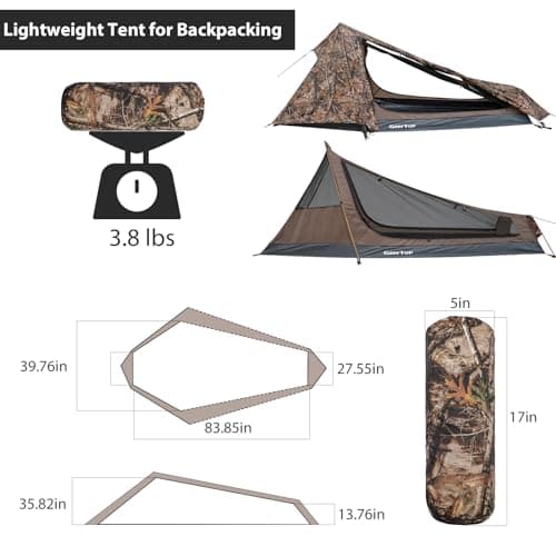 GEERTOP Ultralight Bivy Tent for 1 Person 3 Season Waterproof Single Person Backpacking Tent for Camping Hiking Backpack Travel Outdoor Survival Gear