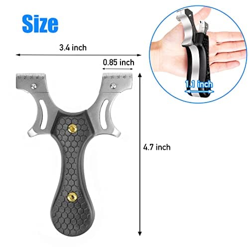 Slingshot, Stainless Steel Slingshots for Adults, Sling Shot for Hunting and Shooting Practice, Come with 3 pcs Flat Rubber Bands and a Storage Case