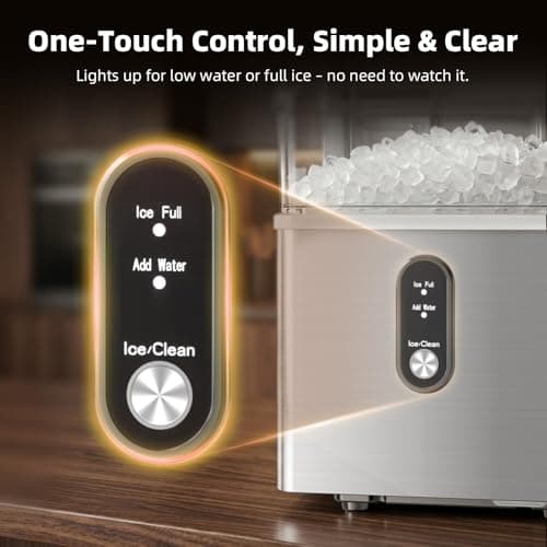 Antarctic Star Nugget Ice Maker Countertop, 35lbs/24H Ice Machine, Soft Chewable Sonic Ice, Self-Cleaning, Fast Ice Ready in 8 Minutes, Compact Design with Handle, Stainless Steel Silver