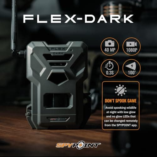 SPYPOINT Flex-Dark Twin Pack Cellular Trail Camera, 40MP Photos, 1080p Video + Sound, No-Glow Game Camera, Hunting Night Vision, Motion Activated,100ft Detection, No WiFi Needed Trail Cam