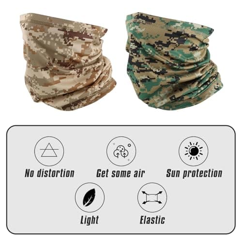 Volein Neck Gaiter Face Mask, Sun Cooling Dust Camouflage Face Shield, Reusable Washable Bandana
