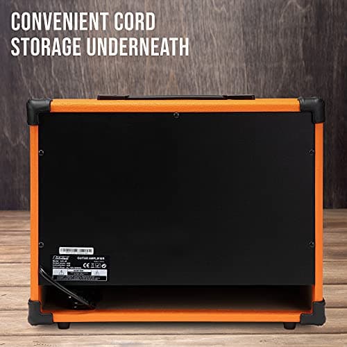 LyxPro 40 Watt Electric Guitar Amplifier | Solid State Studio Amp with 8” 4-Ohm Speaker, Custom EQ Controls, Drive, Delay, ¼” Passive/Active/Microphone Inputs, Aux in & Headphone Jack - Sunburst