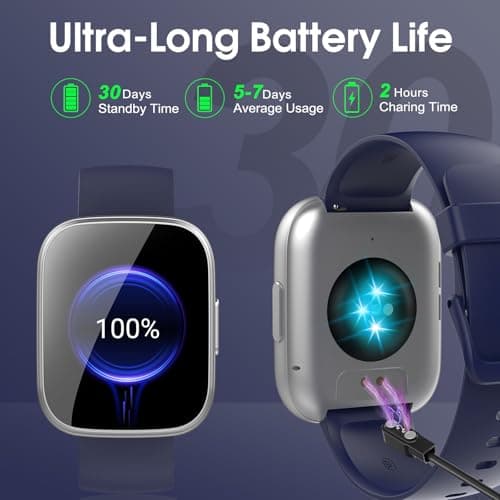 Puqo Puqo Smart Watches for Men Women, 1.95" HD Touchscreen Fitness Tracker with Bluetooth Calls, IP68 Waterproof, 120+ Sport Modes, 7-Day Battery, 24/7 Heart Rate & Sleep Monitor for Android iOS (Blue)