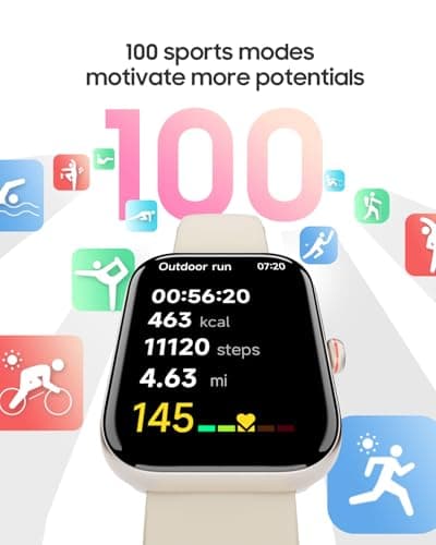TOOBUR Smart Watch for Women, Alexa Built-in, Answer/Make Calls, 1.91" HD Screen Fitness Watch, IP68 Waterproof, 100 Sports, Heart Rate Monitor, Sleep Tracker, Smartwatch Compatible Android iOS, Beige