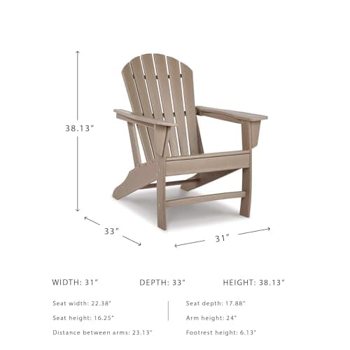 Signature Design by Ashley Sundown Treasure Outdoor Patio HDPE Adirondack Chair, Light Brown