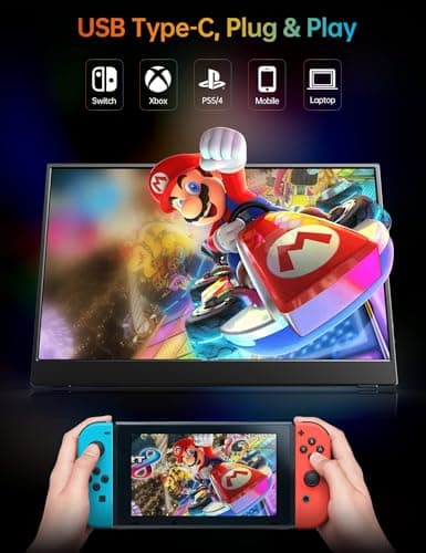 VILVA Portable-Monitor-for-Laptop - 15.6'' 1080P FHD IPS Display USB-C HDMI Portable Monitor for Laptop with Cover and Speakers External Monitor for Laptop/PC/Mac/Phone/Xbox Switch/PS4/
