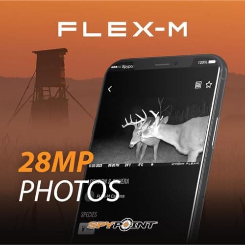SPYPOINT Flex-M Twin Pack Cellular Trail Cameras - 2 SD Cards Included, Best Hunting Accessories, No WiFi Needed, GPS, Night Vision, IP65 Water-Resistant, 28MP Photos, & 720p Videos + Sound (2)