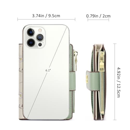 GAEKEAO Small Wallets for Women RFID Blocking Leather Bifold Zipper Pocket Wallet Credit Card Holder with ID Window