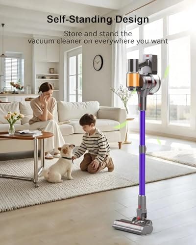 Cordless Vacuum Cleaner, 2 Batteries 120 Mins Runtime, 600W 50KPA Stick Vacuum with Self-Standing, Tangle-Free Brush, LED Display, Vacuum Cleaner for Home Hardwood Floor, Carpet, Pet Hair