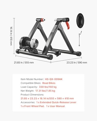 VEVOR Bike Trainer, 6 Level Resistance, 26-29 in & 700C Wheels, Foldable Magnetic Bicycle Stationary Stand for Indoor Exercise Riding with Quick Release Skewer & Front Wheel Riser Block for Road Bikes