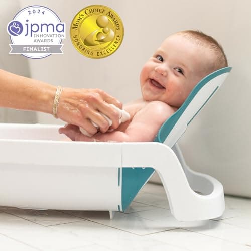 The First Years 4-in-1 Reclining Baby Bathtub – Grows-with-Baby Adjustable Bath Seat – Multi-Position Backrest for Newborn, Infant & Toddler Use – Ages 0–24 Months