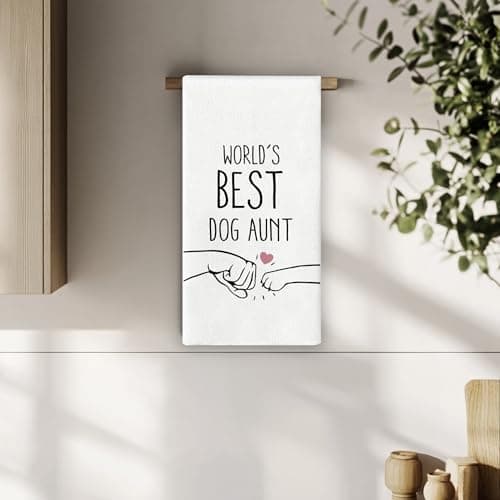 World's Best Dog Aunt Kitchen Towels, Aunt Gifts, Dog Gifts, Aunt Hand Towels Dish Towels for Bathroom Kitchen 16x24 Inch