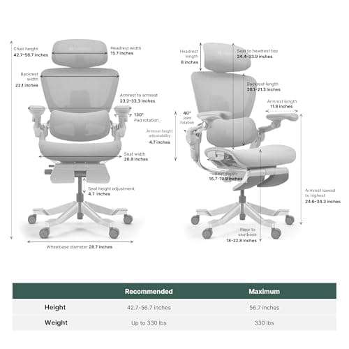 HINOMI H2 Pro Premium Ergonomic Office Chair - Comfy Home Office Desk Computer Chair with Adjustable Back Support, Swivel Wheels, Flip-up Arms, Comfortable Mesh Seat for Desk Work (Gray)