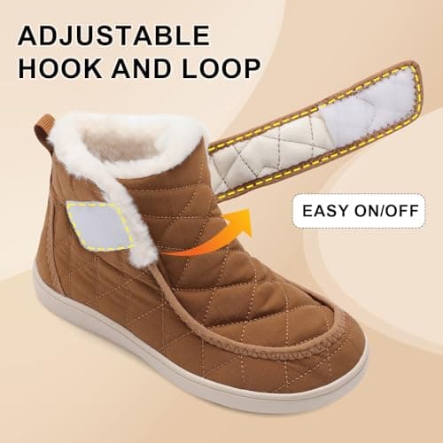 Spesoul Winter Boots for Women Waterproof Snow Boots Fuzzy Zero Drop Winter Shoes Slip On Ankle Booties for Outdoor Walking