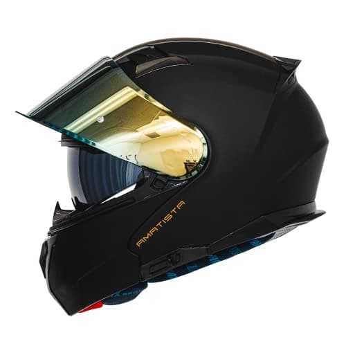 HAX Amatista Modular Flip-Up Dual Visor Motorcycle Helmet - DOT/ECE Approved, Lightweight, Comfortable, and Stylish Helmet for Men and Women (Matte Black XXL)