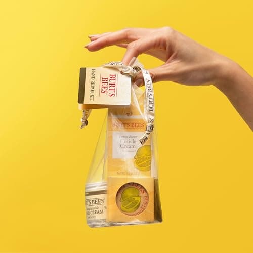 Burt's Bees Back to School Gift Ideas - Hand Repair Set, 3 Hand Creams plus Gloves - Almond Milk, Lemon Butter Cuticle Cream, Shea Butter Repair