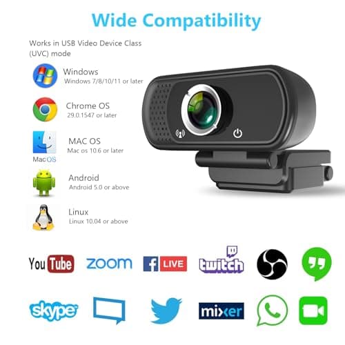 XPCAM Full HD 1080P Webcam with Privacy Shutter and Tripod, Pro Streaming Web Camera with Microphone, Widescreen USB Computer Camera for Laptop Desktop Mac