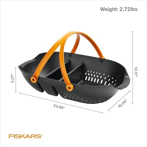 Harvesting Basket Doubles as a Colander to Collect, Transport and Clean Vegetables and Fruits, Garden Accessories Fiskars Garden Harvest Basket with Tool Caddy, Container for Gardening B08Q8N7PBN