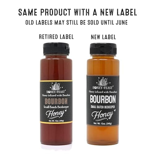 HONEY FEAST Bourbon-Infused Sweetener 12 oz | Artisanal Small-Batch Raw Blend | Ideal for Bourbon Enthusiasts & Gourmets B086RMJKQ9