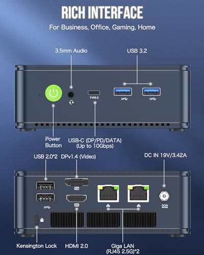 GMKtec M5 Plus Gaming Mini PC Ryzen 7 5825U (Upgraded 7430U), 32GB RAM 1TB SSD Dual NIC LAN 2.5GbE Desktop Computers Office Home, Triple 4K Display, WiFi 6E, USB3.2, USB-C, BT 5.2, DP, HDMI